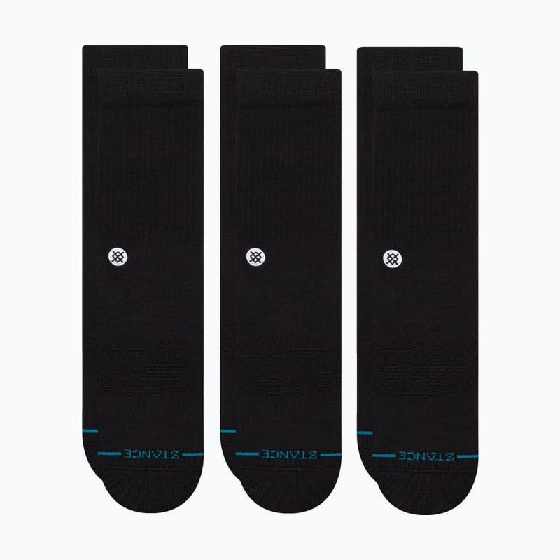 Three pairs of plain black crew socks