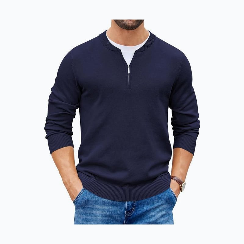 Navy quarter-zip sweater